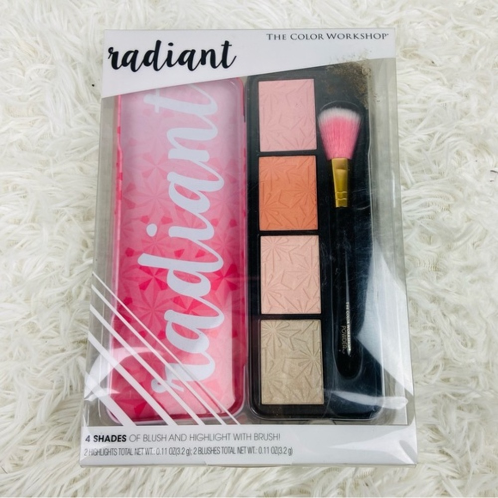 NIB THE COLOR WORKSHOP radiant 4 shades of blush and highlight with brush makeup